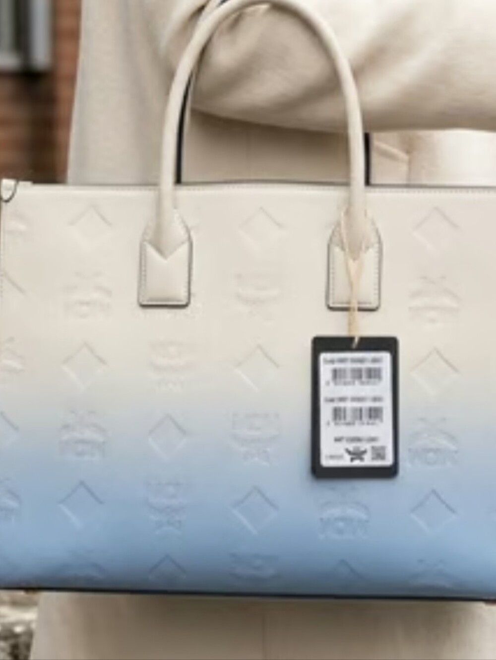 MCM Gradient Light Blue & Cream Tote Bag